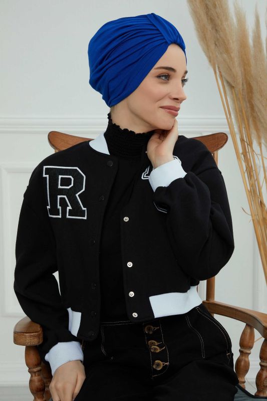 Combed Cotton Bonnet,B-68 Saks Blue - 4