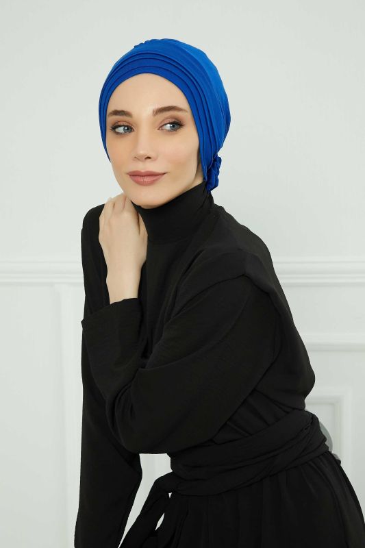 Combed Cotton Bonnet,B-74 Saks Blue - 2