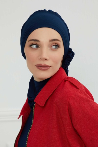 وشاح جاهز من القطن الممشط،HT-81،HT-81 أزرق داكن - Thumbnail