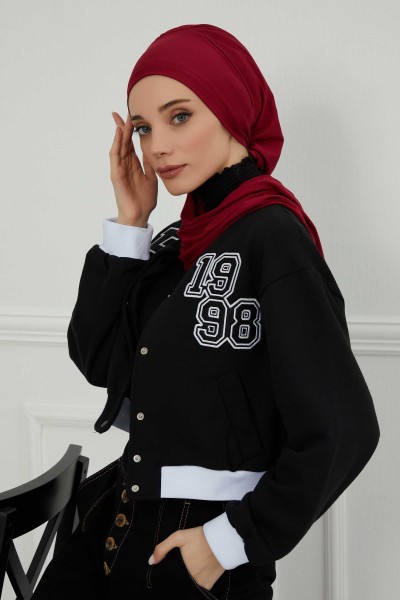 وشاح جاهز من القطن الممشط، HT-96، HT-96 أحمر كلاريت - Thumbnail