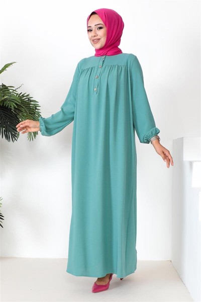 Pileli Aerobin Elbise ÇAĞLA YEŞİLİ - Thumbnail