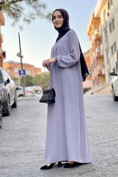 Pileli Aerobin Elbise GRİ - Thumbnail