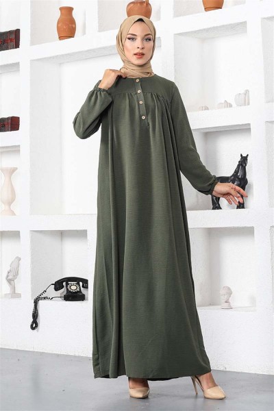 BGM - Pileli Aerobin Elbise HAKİ