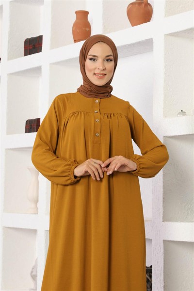 Pileli Aerobin Elbise TABA - Thumbnail