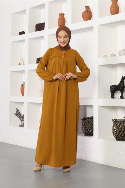 Pileli Aerobin Elbise TABA - Thumbnail