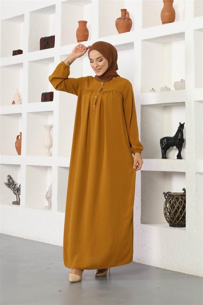 Pileli Aerobin Elbise TABA - Thumbnail