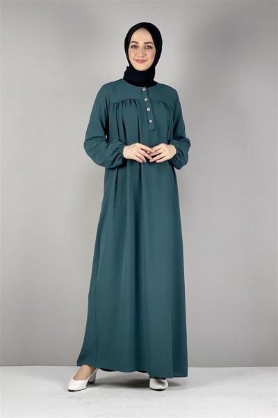 Pileli Aerobin Elbise ZÜMRÜT YEŞİLİ - Thumbnail