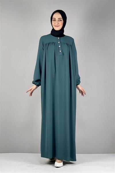 Pileli Aerobin Elbise ZÜMRÜT YEŞİLİ - Thumbnail