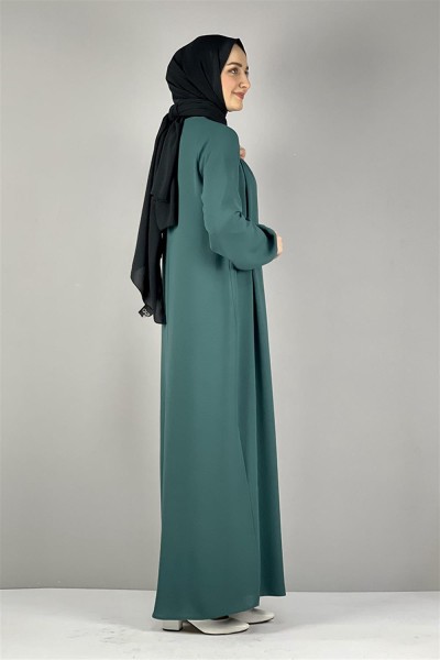 Pileli Aerobin Elbise ZÜMRÜT YEŞİLİ - Thumbnail