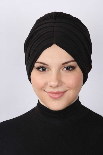 Moda Çizgi - Pleated Bonnet Black