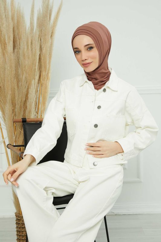 Pleated Bonnet,B-76 Dark Brown - 2