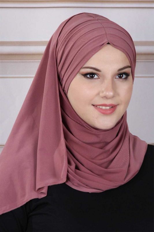 Pleated Shawl Dusty Rose - 1