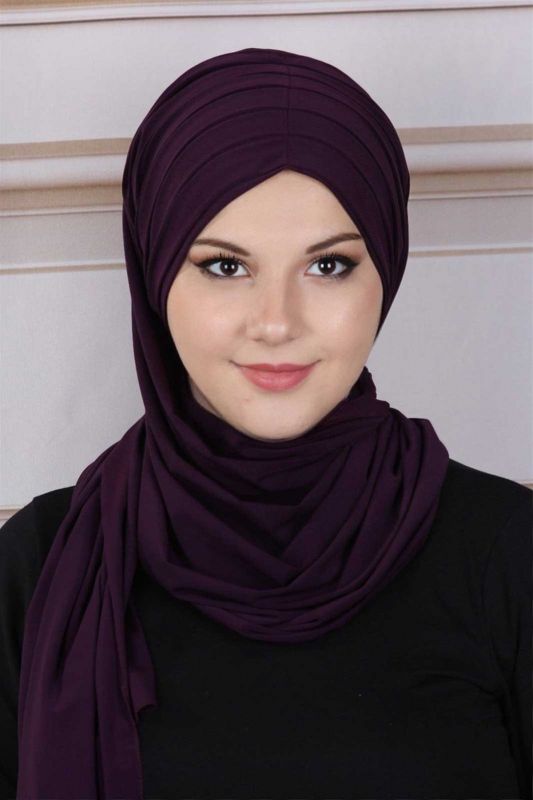 Pleated Shawl Plum - 1