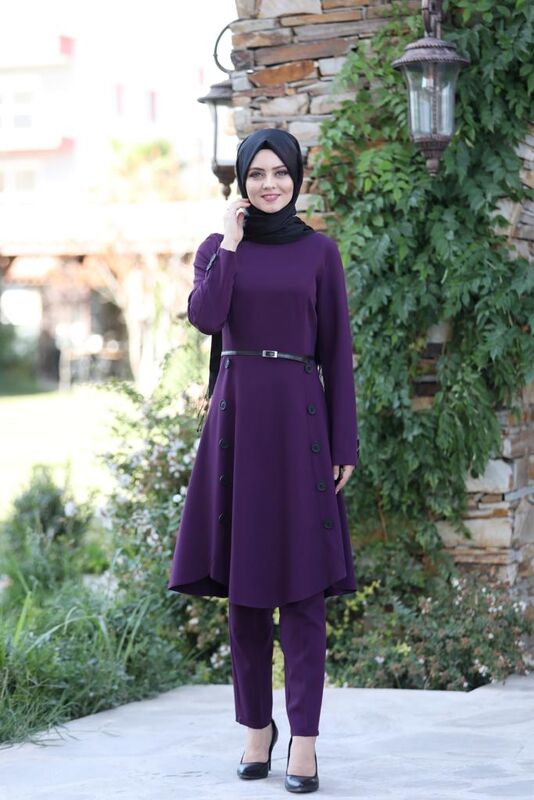 Pileli Takım Elbise MC0035 Mürdüm - 2