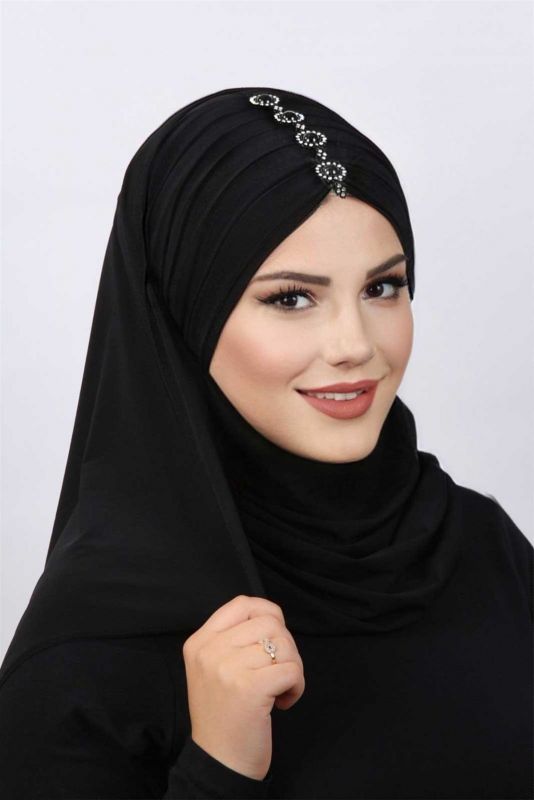 Pleated Stone Shawl Black - 1