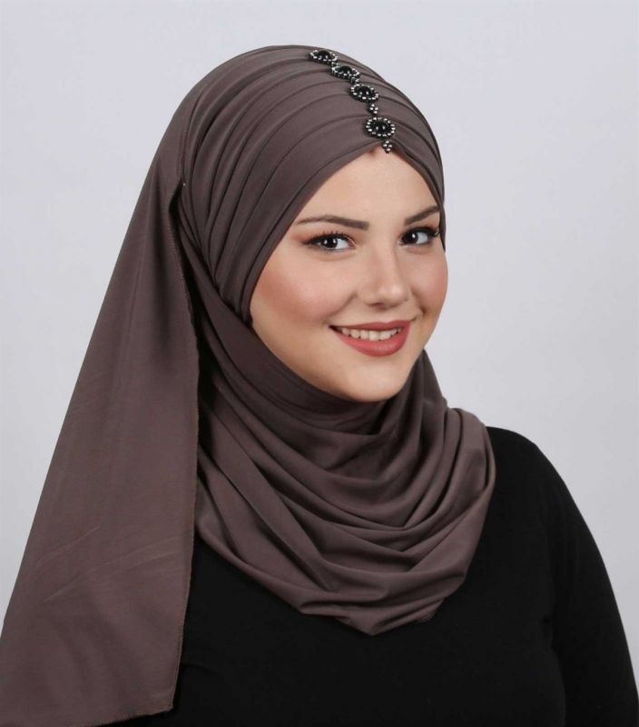 Pleated Stone Shawl Mink - 1