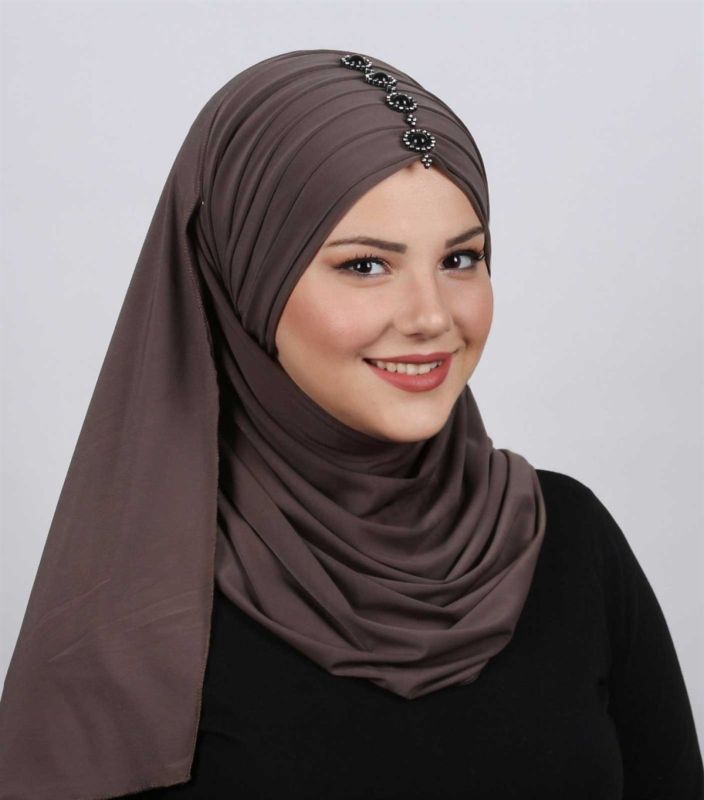 Pleated Stone Shawl Mink - 2
