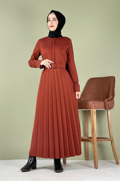 Moda Pinhan - Piliseli Ecrin Elbise Kiremit