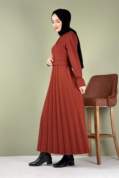 Piliseli Ecrin Elbise Kiremit - Thumbnail