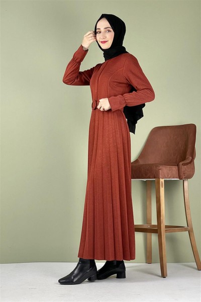 Piliseli Ecrin Elbise Kiremit - Thumbnail