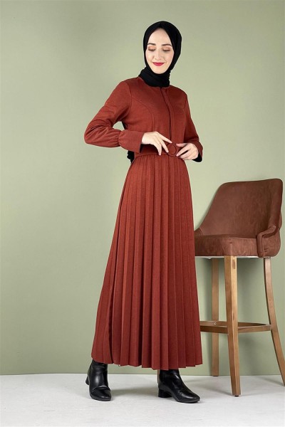 Piliseli Ecrin Elbise Kiremit - Thumbnail