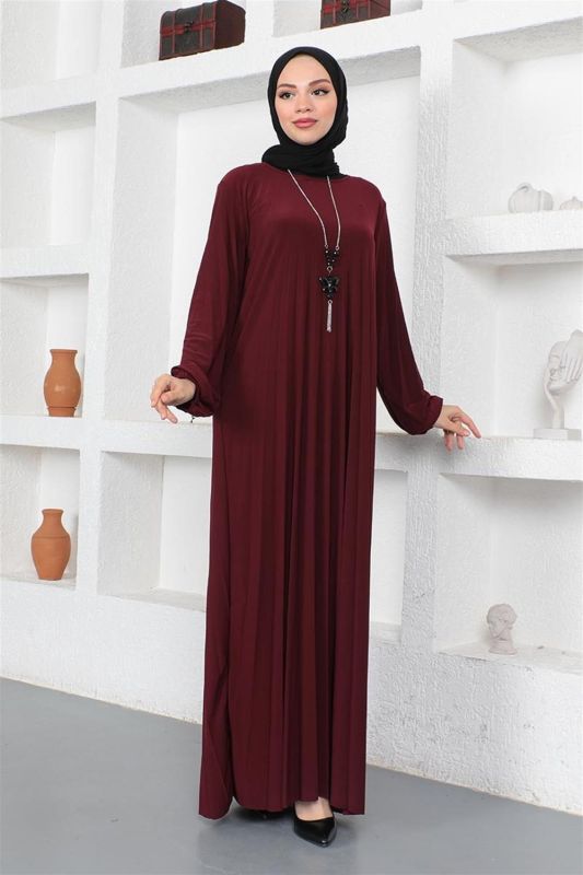 Piliseli Sandy Elbise BORDO - 1