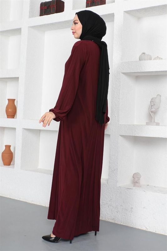 Piliseli Sandy Elbise BORDO - 5