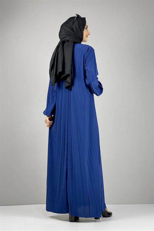 Piliseli Sandy Elbise İNDİGO - 5
