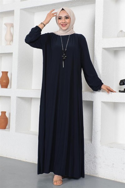 MG - Piliseli Sandy Elbise LACİVERT