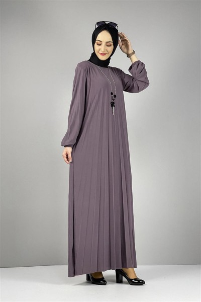 Piliseli Sandy Elbise LİLA - Thumbnail