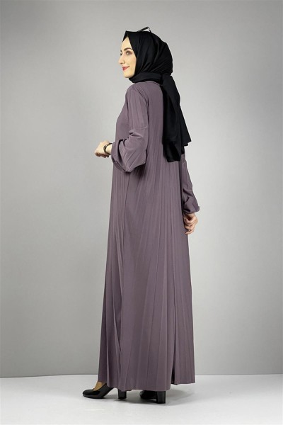 Piliseli Sandy Elbise LİLA - Thumbnail