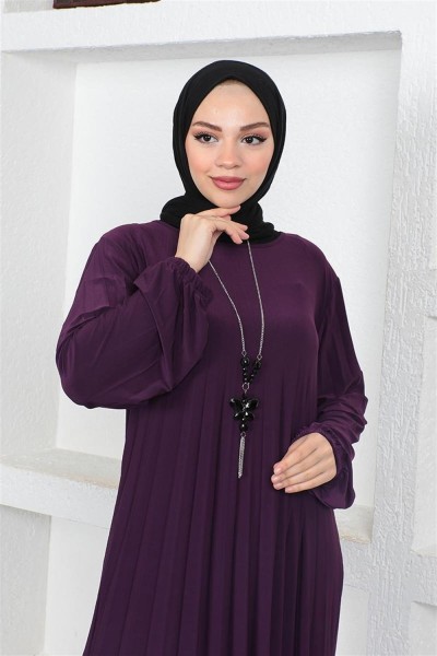 Piliseli Sandy Elbise MÜRDÜM - Thumbnail