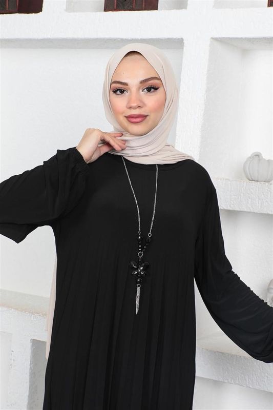 Piliseli Sandy Elbise SİYAH - 2