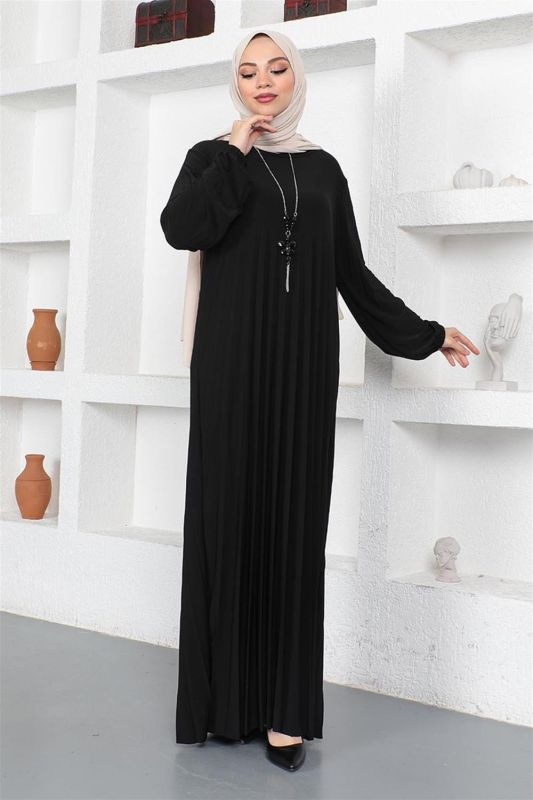 Piliseli Sandy Elbise SİYAH - 3