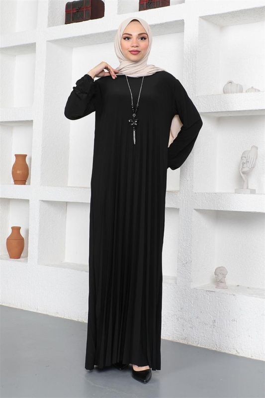 Piliseli Sandy Elbise SİYAH - 4
