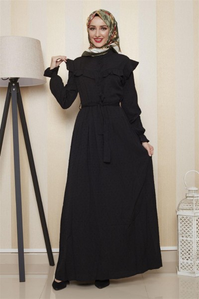 Moda Pinhan - Pıt Pıt Desen Tesettür Elbise