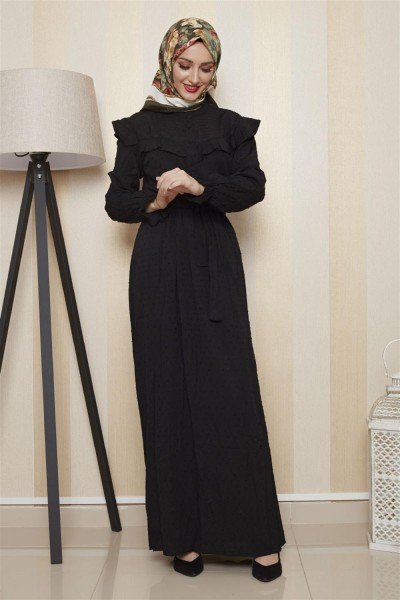 Pıt Pıt Desen Tesettür Elbise - Thumbnail