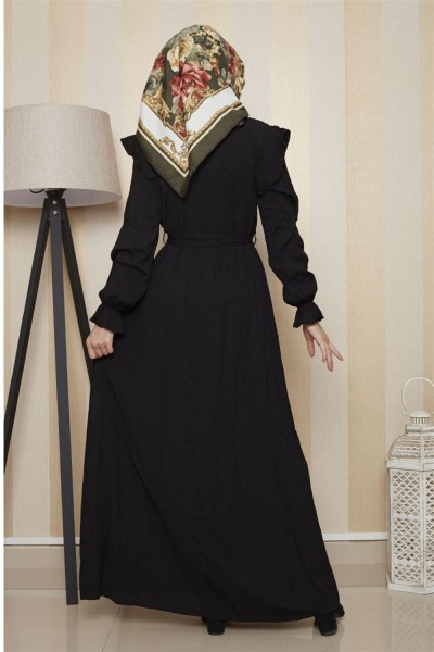 Pıt Pıt Desen Tesettür Elbise - Thumbnail