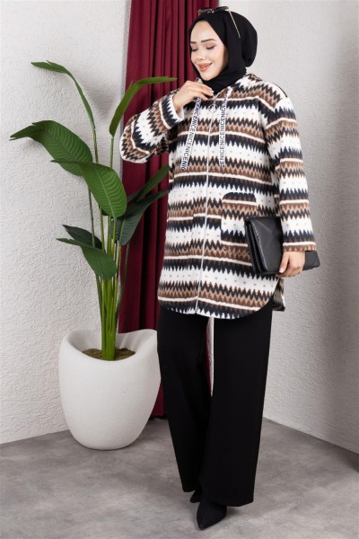 Polar Kap ZİKZAK DESEN KAHVE - Thumbnail