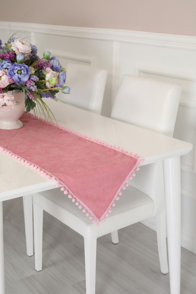 Moda Çizgi - Ponponlu Runner 140x40,R-20 Pembe