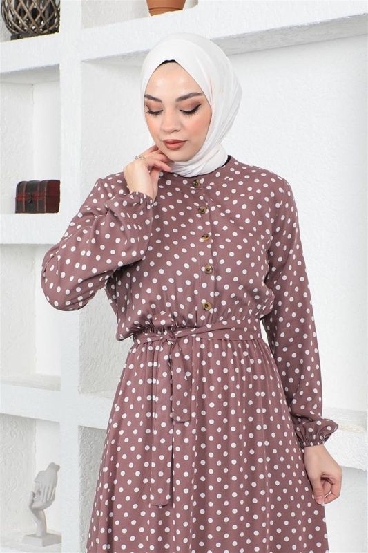 Puantiye Desenli Viskon Elbise PUDRA - 2