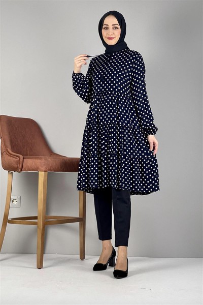 Puantiyeli Tunik LACİVERT - Thumbnail
