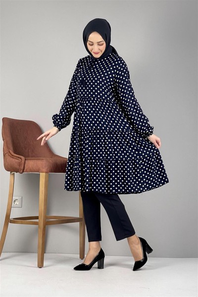 Puantiyeli Tunik LACİVERT - Thumbnail