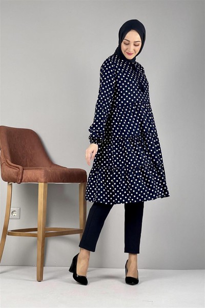 Puantiyeli Tunik LACİVERT - Thumbnail