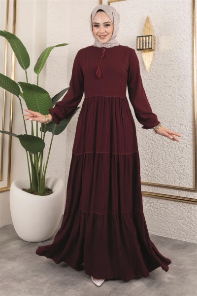 SGS - Püskül Detaylı Elbise BORDO
