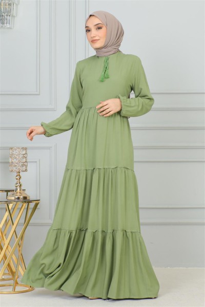 Özel Fiyat - Püskül Detaylı Elbise ÇAĞLA YEŞİLİ