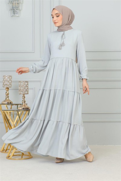 SGS - Püskül Detaylı Elbise GRİ