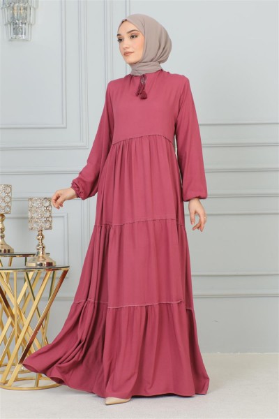 Özel Fiyat - Püskül Detaylı Elbise GÜL KURUSU