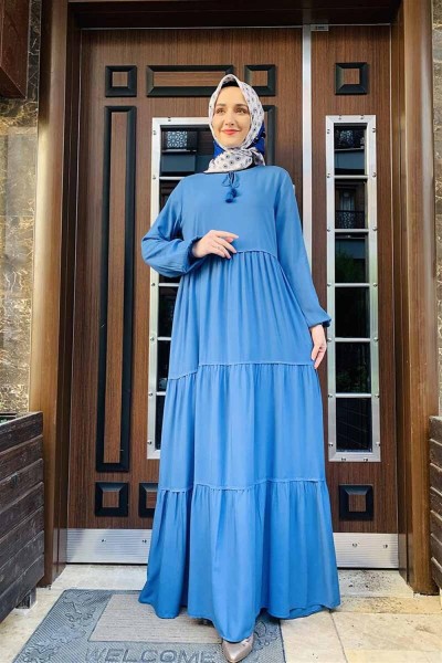 Özel Fiyat - Püskül Detaylı Elbise İNDİGO