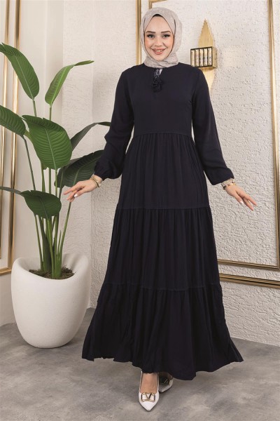 SGS - Püskül Detaylı Elbise LACİVERT